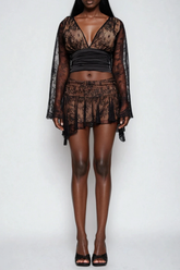 Domninus Plunge Lace Skirt Set