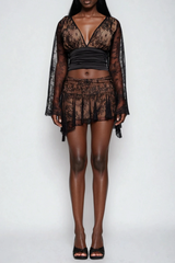 Domninus Plunge Lace Skirt Set