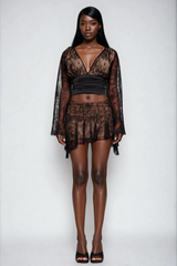 Domninus Plunge Lace Skirt Set