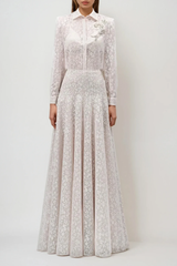 Du Embroidered Floral Lace Skirt Set