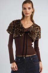 Djamel Leopard Faux Fur Jacket