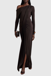 Dhruv One Shoulder Ruch Split Maxi Dress