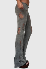 Djedefre Ripped Knit Pants In Grey