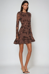 Farohildis Embroidered Floral Mesh Mini Dress