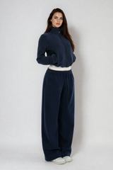 Donatello Drawstring Straight Pants In Navy