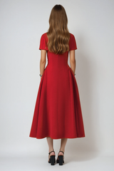 Destini Sleeveless Asymmetric Ruch Midi Dress