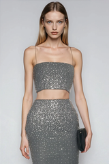 Domnius Spaghetti Rhinestone Top