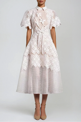 Dimitrios Flower Embroidered Midi Dress