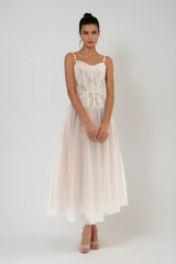 Dash Corset Mesh Ruch Maxi Dress
