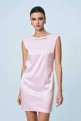 Annabel Bow Backless Satin Mini Dress