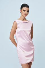 Annabel Bow Backless Satin Mini Dress