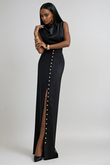 Anselm Button Sleeveless Skirt Set In Black