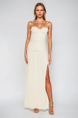 Anstey Ruch Split Spaghetti Maxi Dress In Apricot