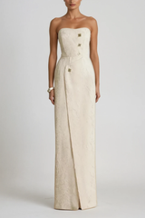 Archimedes Strapless Button Split Maxi Dress