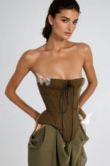 Ardelis Strapless Butterfly Lace Up Skirt Set
