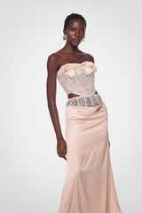 Bahador Corset Mesh Flower Top