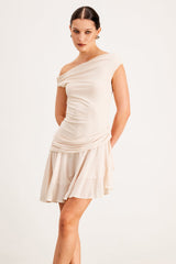 Balor Asymmetric One Shouder Mini Dress In Apricot