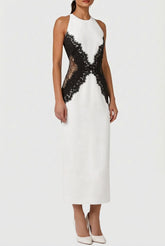 Barret Butterfly Lace Split Midi Dress