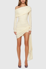 Bathilde One Shouder Asymmetric Fringe Mini Dress