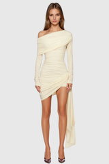 Bathilde One Shouder Asymmetric Fringe Mini Dress