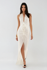 Batyah Halter Neck Flower Split Maxi Dress