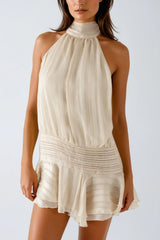 Bernique Halter Neck Ruch Ruffle Mini Dress