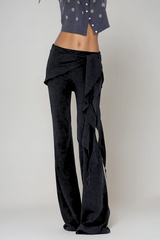 Bessie Skinny Flared Pants With Knot Tie