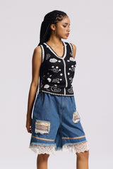 Birta Embroidered Floral Knit Top