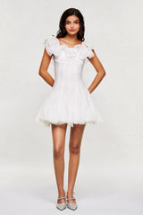 Blago Ruffle Corset Mini Dress In White