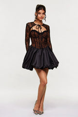 Blerim Lace Corset Puffy Mini Dress