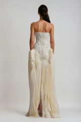 Blerta Strapless Corset Mesh Maxi Dress