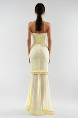 Blodeuedd Cutout Mesh Corset Maxi Dress