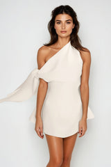 Boadicea One Shouder Lace Up Mini Dress In Apricot