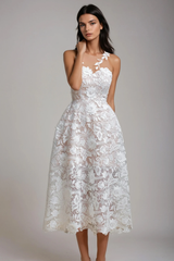 Bodie Floral Lace Midi Dress