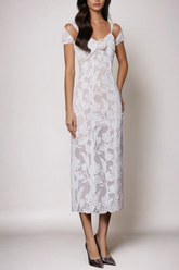 Bodie Flower Cutout Lace Midi Dress