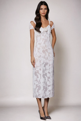 Bodie Flower Cutout Lace Midi Dress