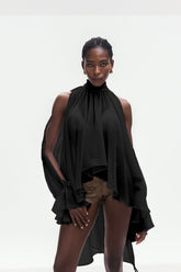 Bojidar Asymmetric Cutout Top In Black