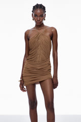 Bosse Ruch Halter Neck Mini Dress