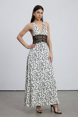 Bowie Lace Plunge Dot Maxi Dress