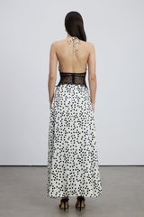 Bowie Lace Plunge Dot Maxi Dress
