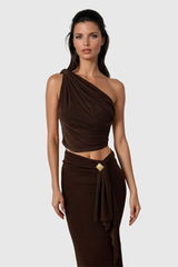 Brahma Ruch One Shouder Split Skirt Set