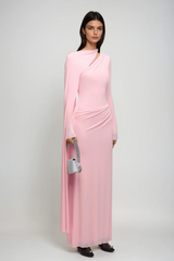 Brandt Cutout Shawl Maxi Dress In Pink