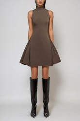 Cabdullaahi Sleeveless Mini Dress In Brown