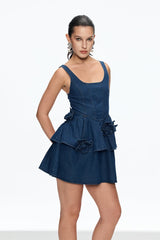 Caelie Corset Flower Ruffle Mini Dress
