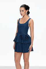 Caelie Corset Flower Ruffle Mini Dress