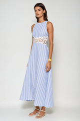 Caeso Sleeveless Stripe Cutout Maxi Dress