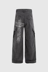 Cammie Print Jeans In Grey
