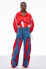 Edelmira Deconstruct Barrel Jeans In Red