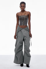 Carissa Lapel Barrel Pants In Grey