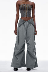Carissa Lapel Barrel Pants In Grey